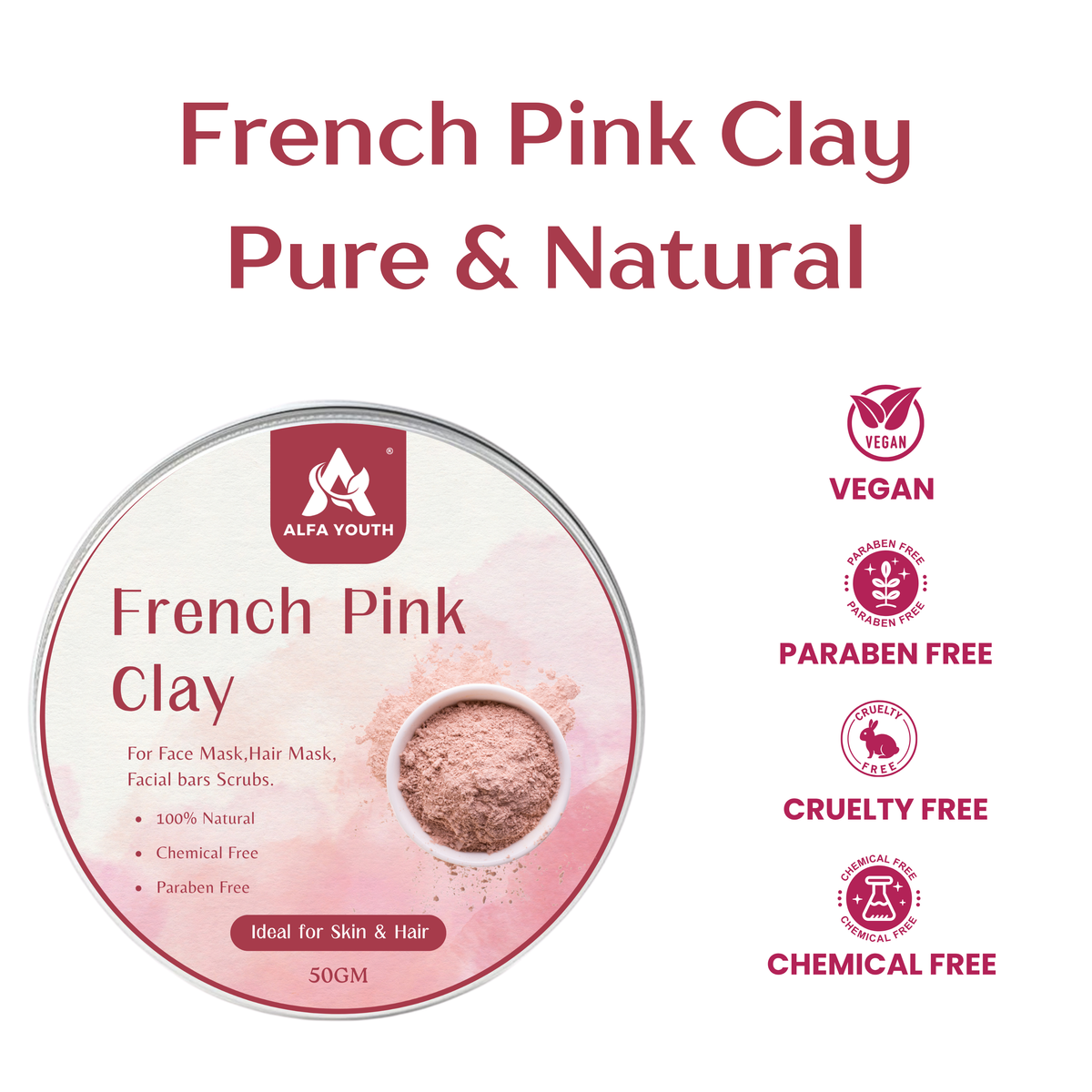 Alfa Youth French Pink Clay - 50 gm