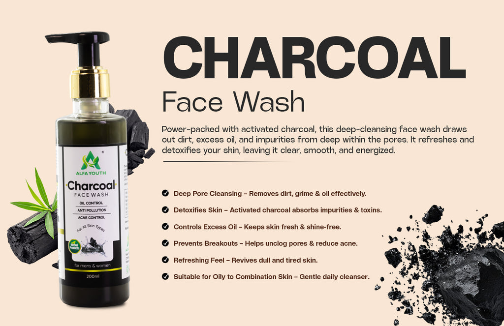 Alfa Youth Charcoal Face Wash - 200ml