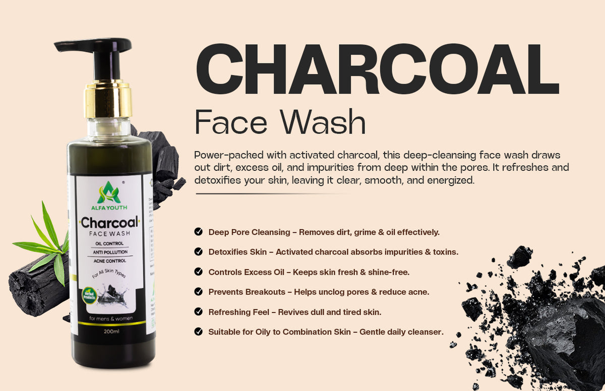 Alfa Youth Charcoal Face Wash - 200ml