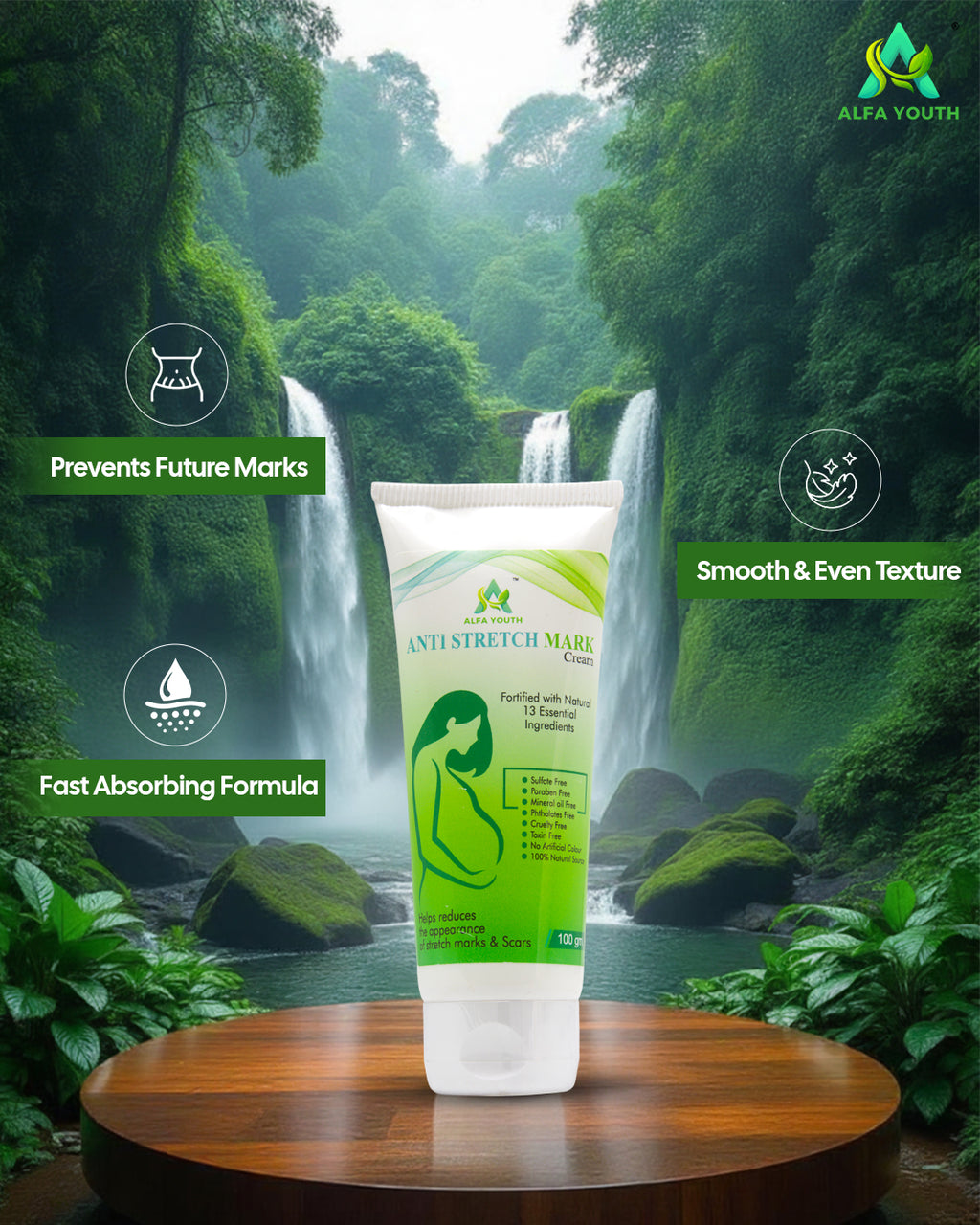 Alfa Youth Anti Stretch Mark Cream - 100gm