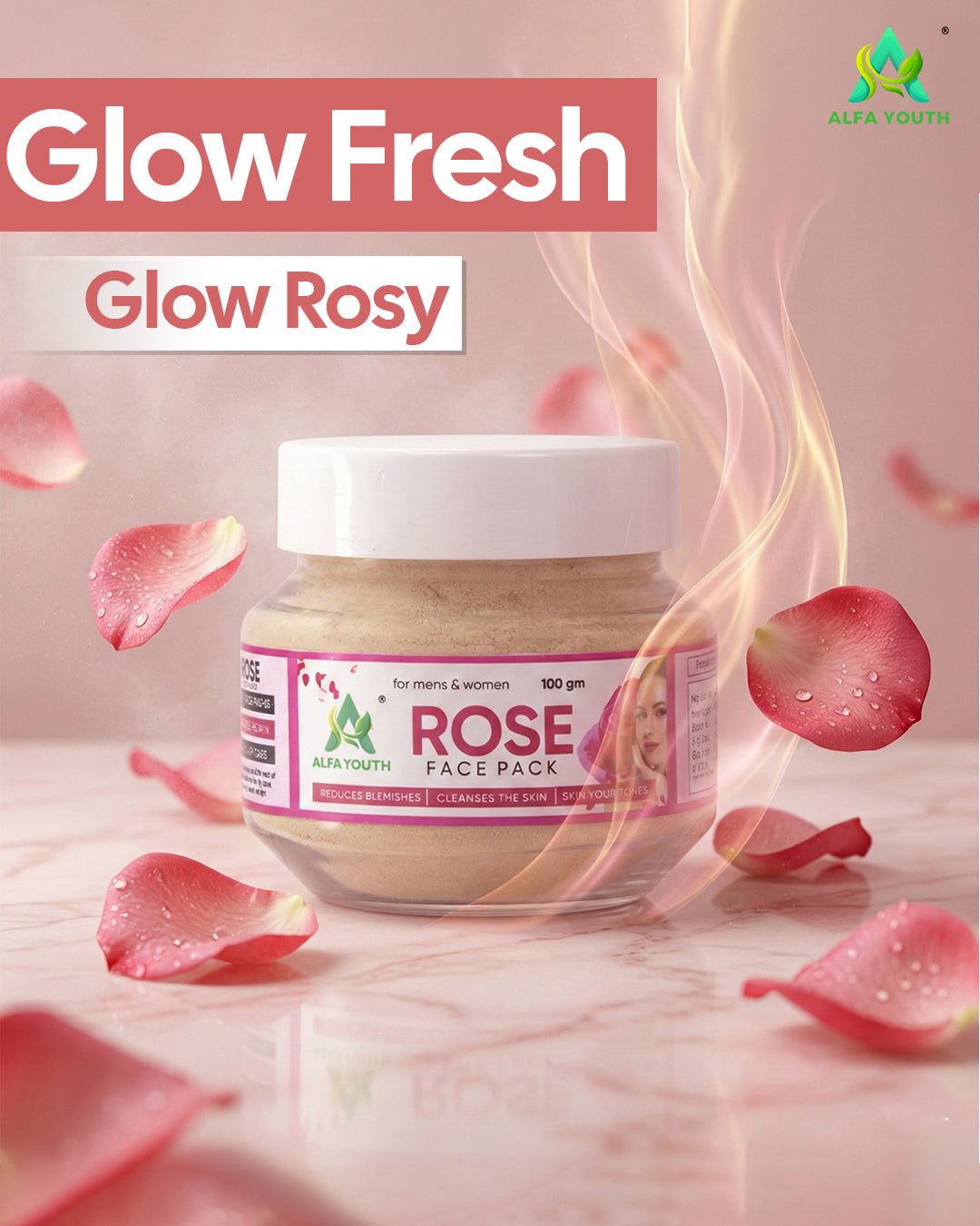 Alfa Youth Rose Face Pack Powder - 100gm