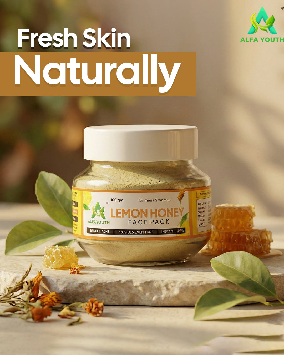 Alfa Youth Lemon Honey Face Pack Powder - 100gm