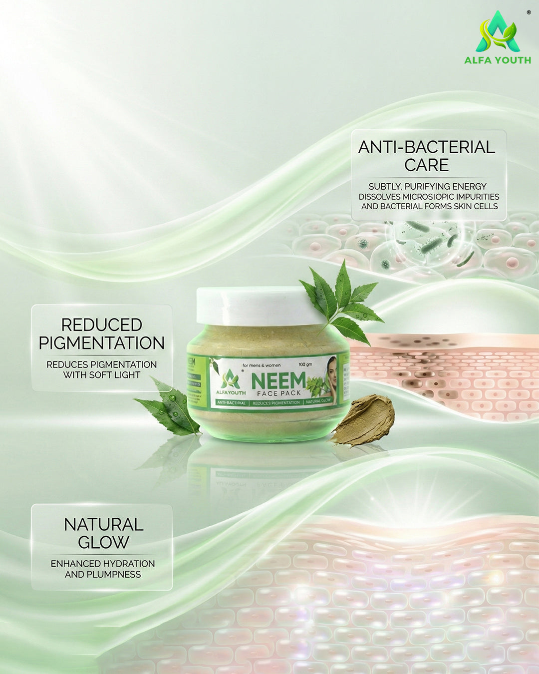 Alfa Youth Neem Face Pack Powder - 100gm