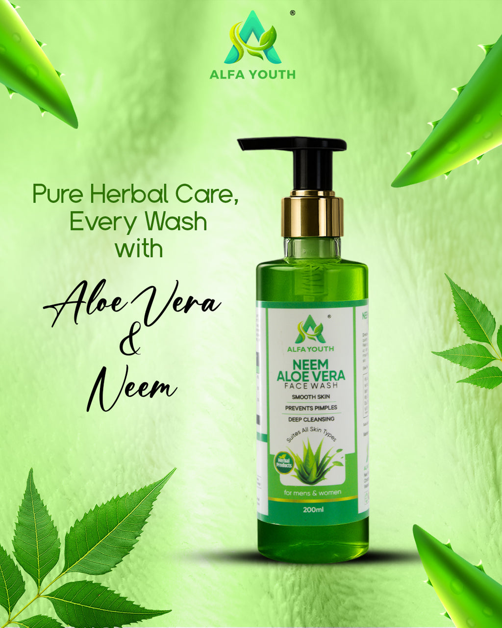 Alfa Youth Neem Aloe-Vera Face Wash - 200ml
