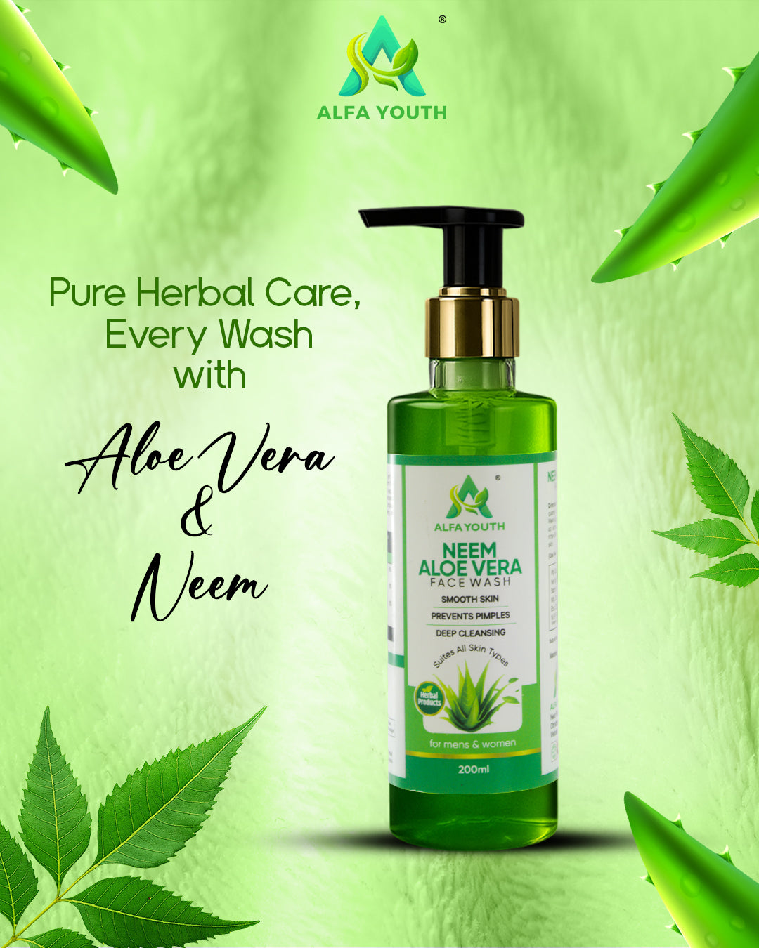 Alfa Youth Neem Aloe-Vera Face Wash - 200ml